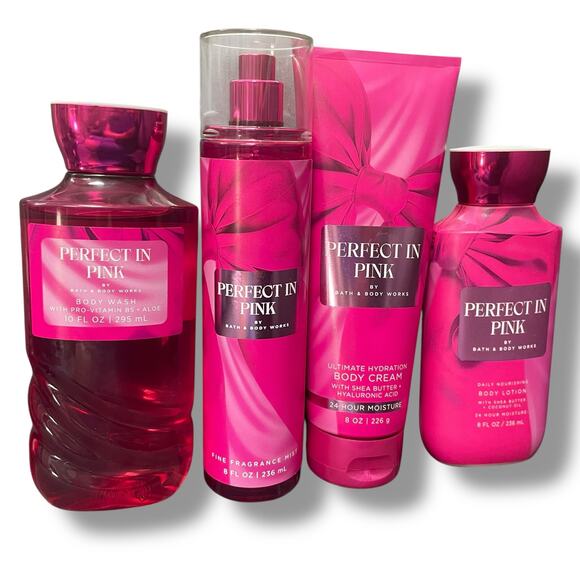 Bath & Body Works Perfect in Pink Body Care Mist Cream Lotion Wash Gift Lot of 4 - Picture 4 of 12
